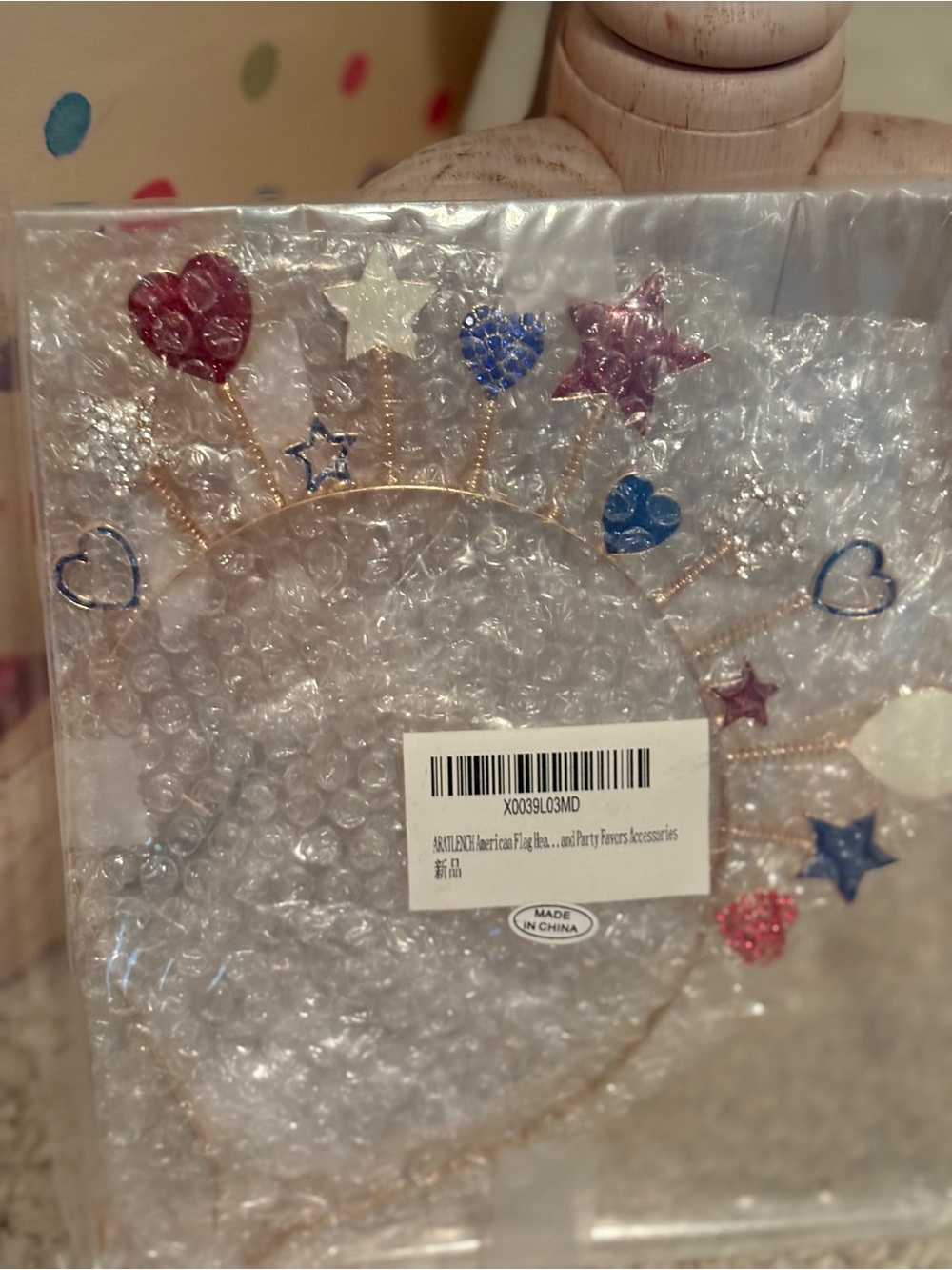 Kids Sparkle Star & Heart Headband - Pink, Blue & Gold nwt